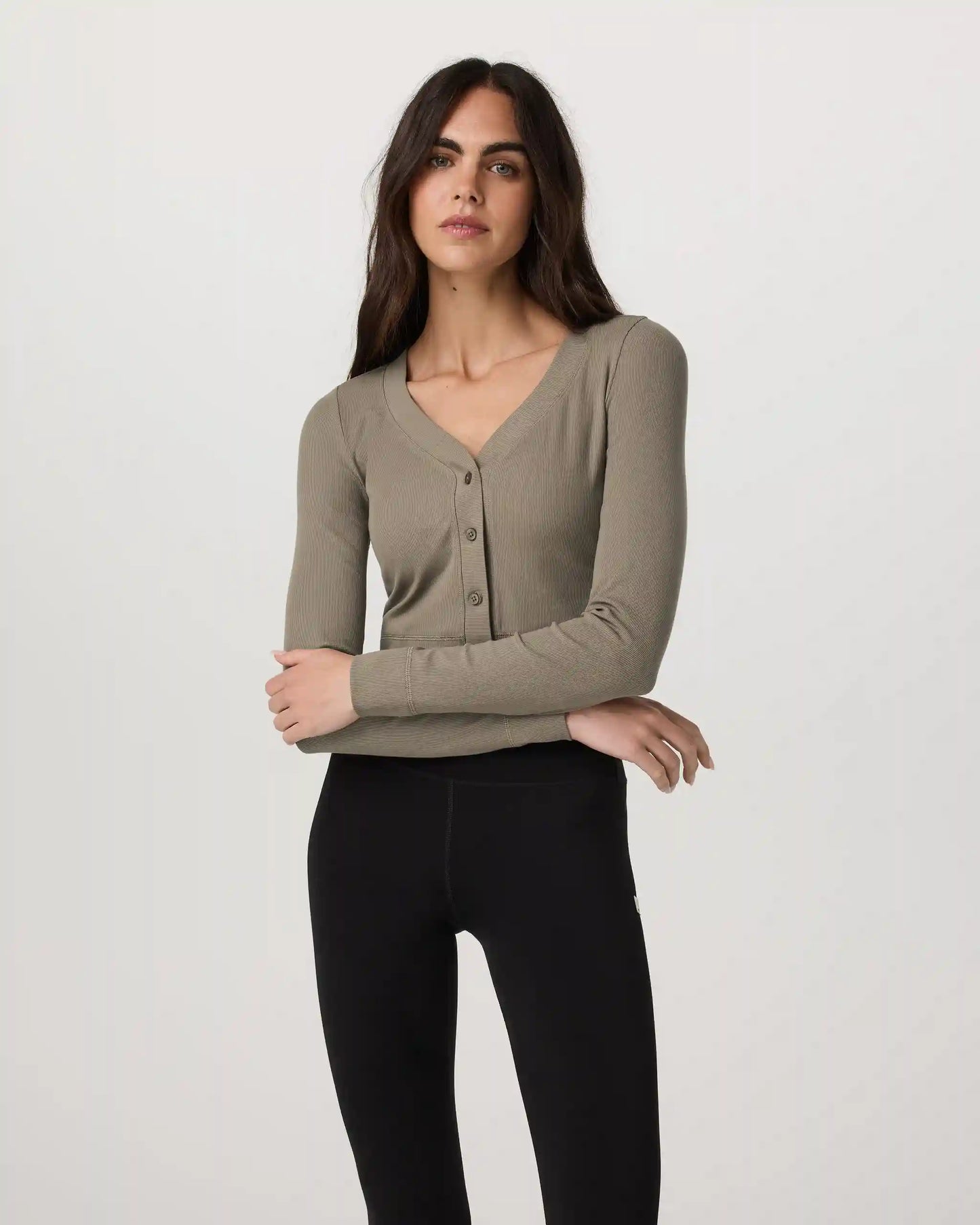 Long Sleeve Pose Mini Cardigan | Taupe
