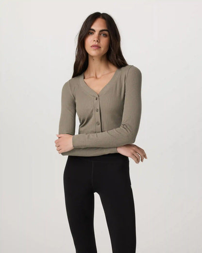 Long Sleeve Pose Mini Cardigan | Taupe