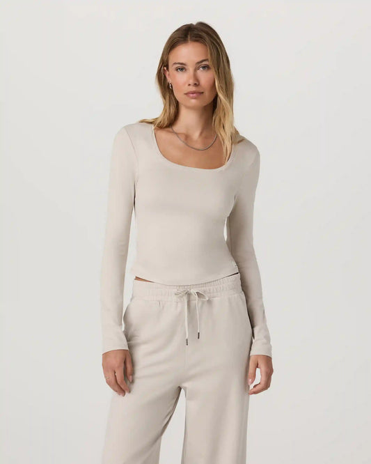 Long Sleeve Halo Essential Scoop | Ecru Heather