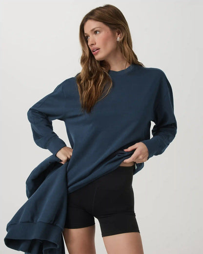 Long Sleeve Heavyweight Cotton Tee | Ocean Blue