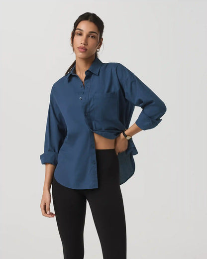 Long Sleeve Kensington Relaxed Button Down | Blue Coast Heather