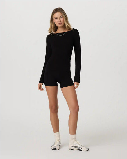 Long Sleeve Tuvalu Boat Neck | Black