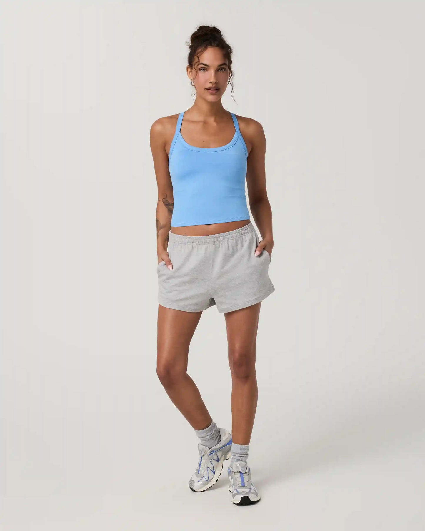 Halo Cross Back Tank | Oasis Blue Heather