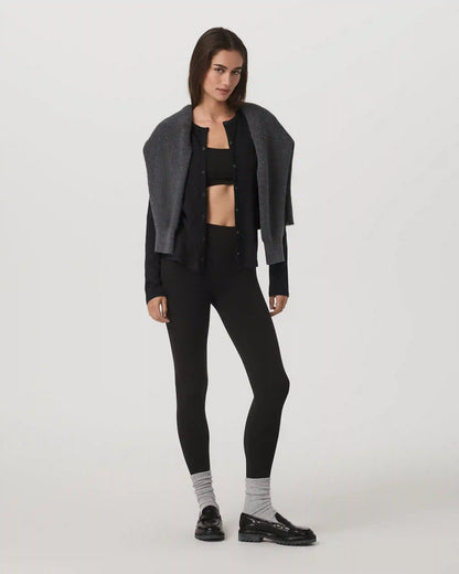 Long Sleeve Halo Snap Cardigan | Black Heather