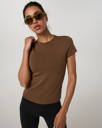 Everyday Cotton Stretch Fitted Tee | Bourbon