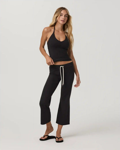 Halo Halter Ruched Top | Solid Black