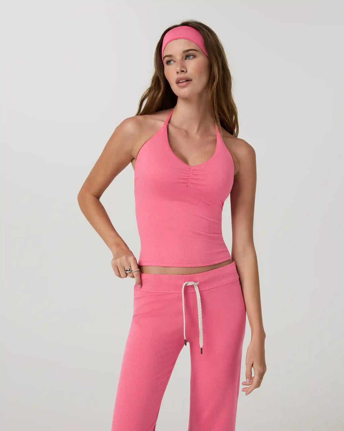 Halo Halter Ruched Top | Sunset Pink Heather