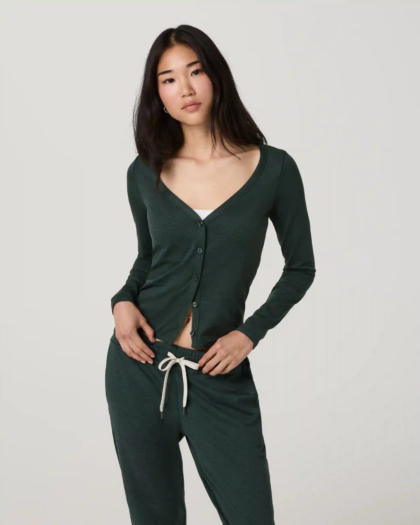 Long Sleeve Halo V-Neck Cardigan | Hemlock Heather