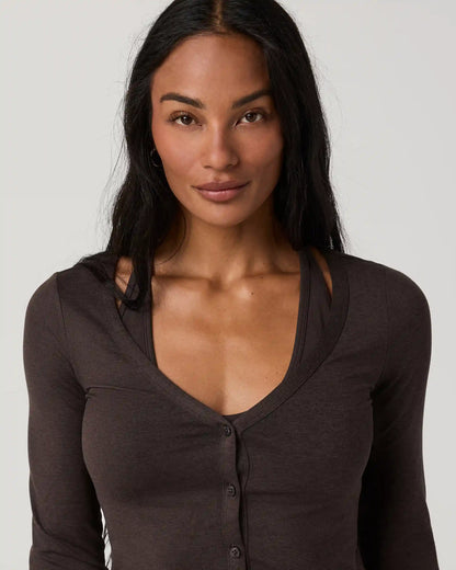 Long Sleeve Halo V-Neck Cardigan | Java Heather