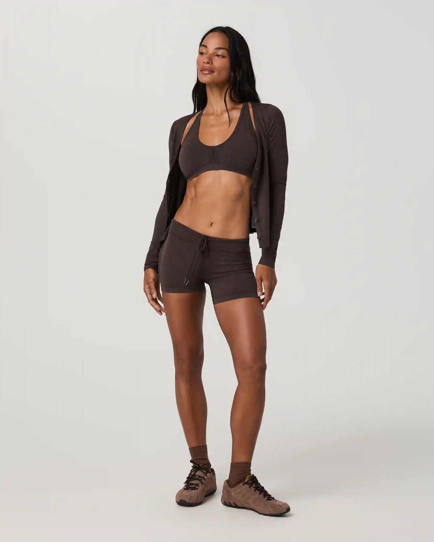 Long Sleeve Halo V-Neck Cardigan | Java Heather