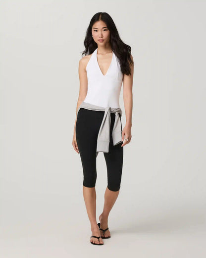 Everyday Cotton Stretch Plunge Halter | White