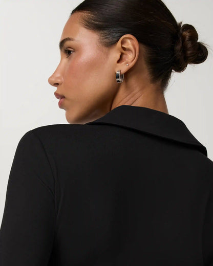 Long Sleeve Halo Double Zip Top | Solid Black
