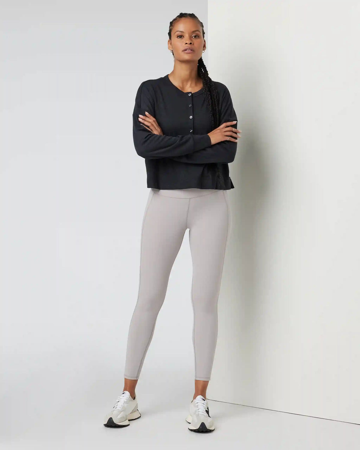 Long Sleeve Sunrise Oversize Henley | Black