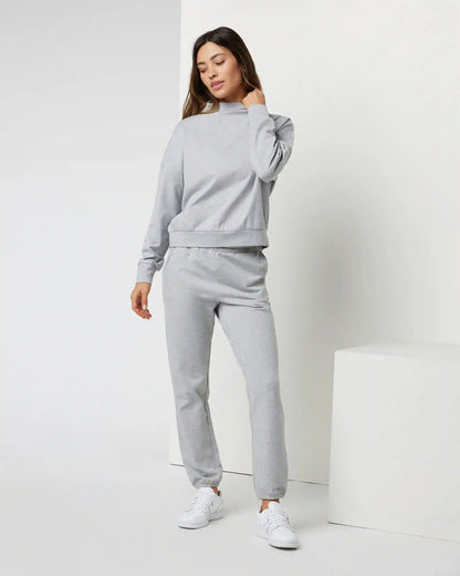 Granite Funnel Neck | Light Heather Grey