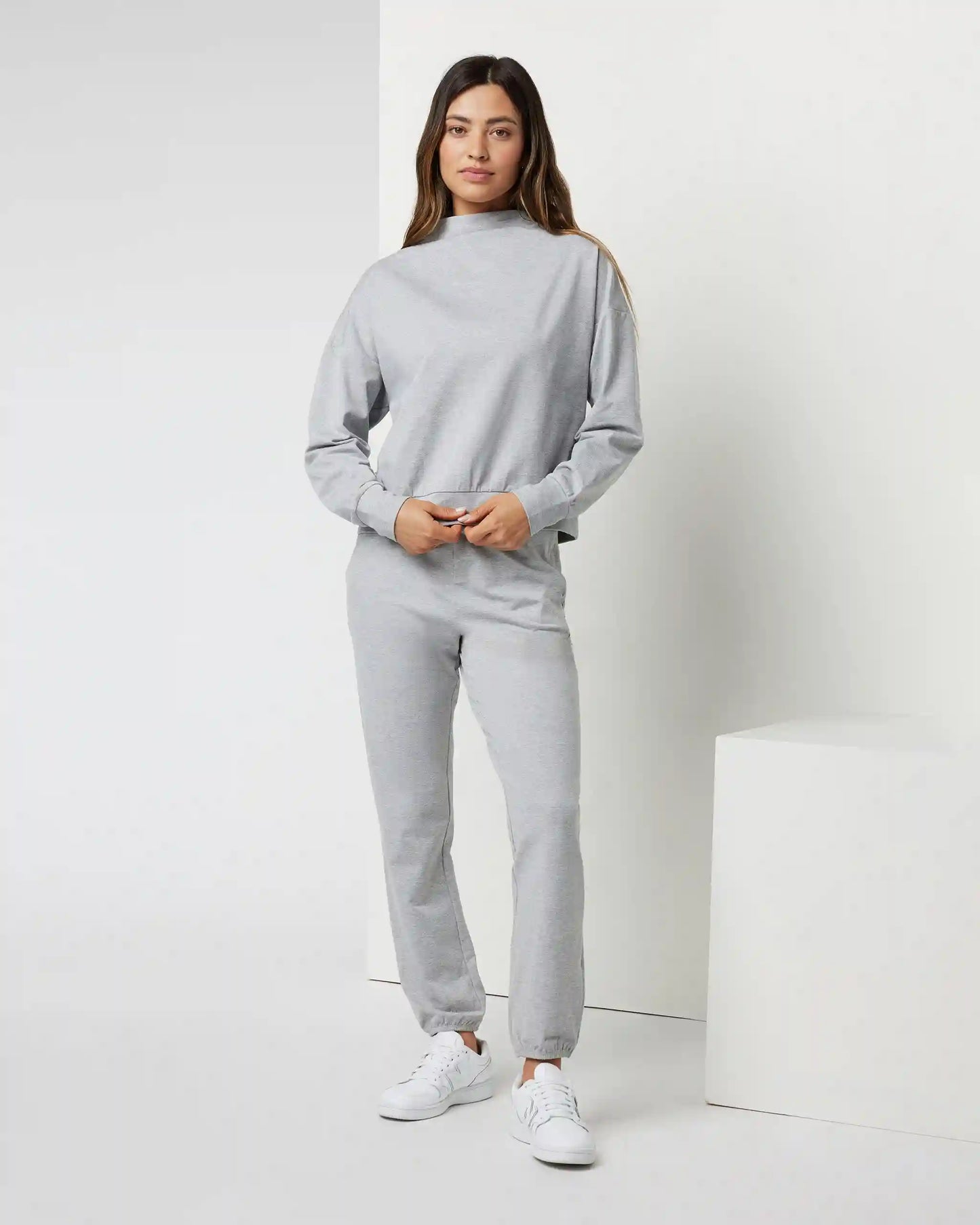 Granite Funnel Neck | Light Heather Grey