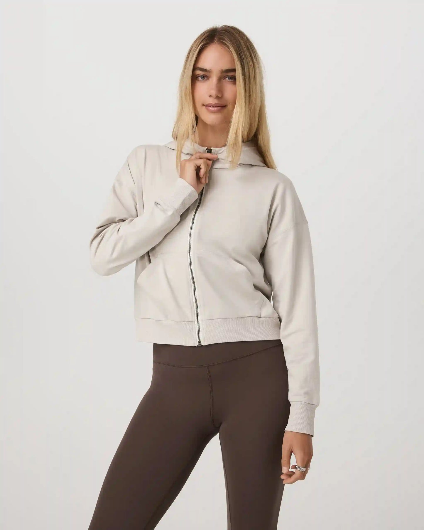 Halo Modern Full Zip Hoodie | Ecru Heather