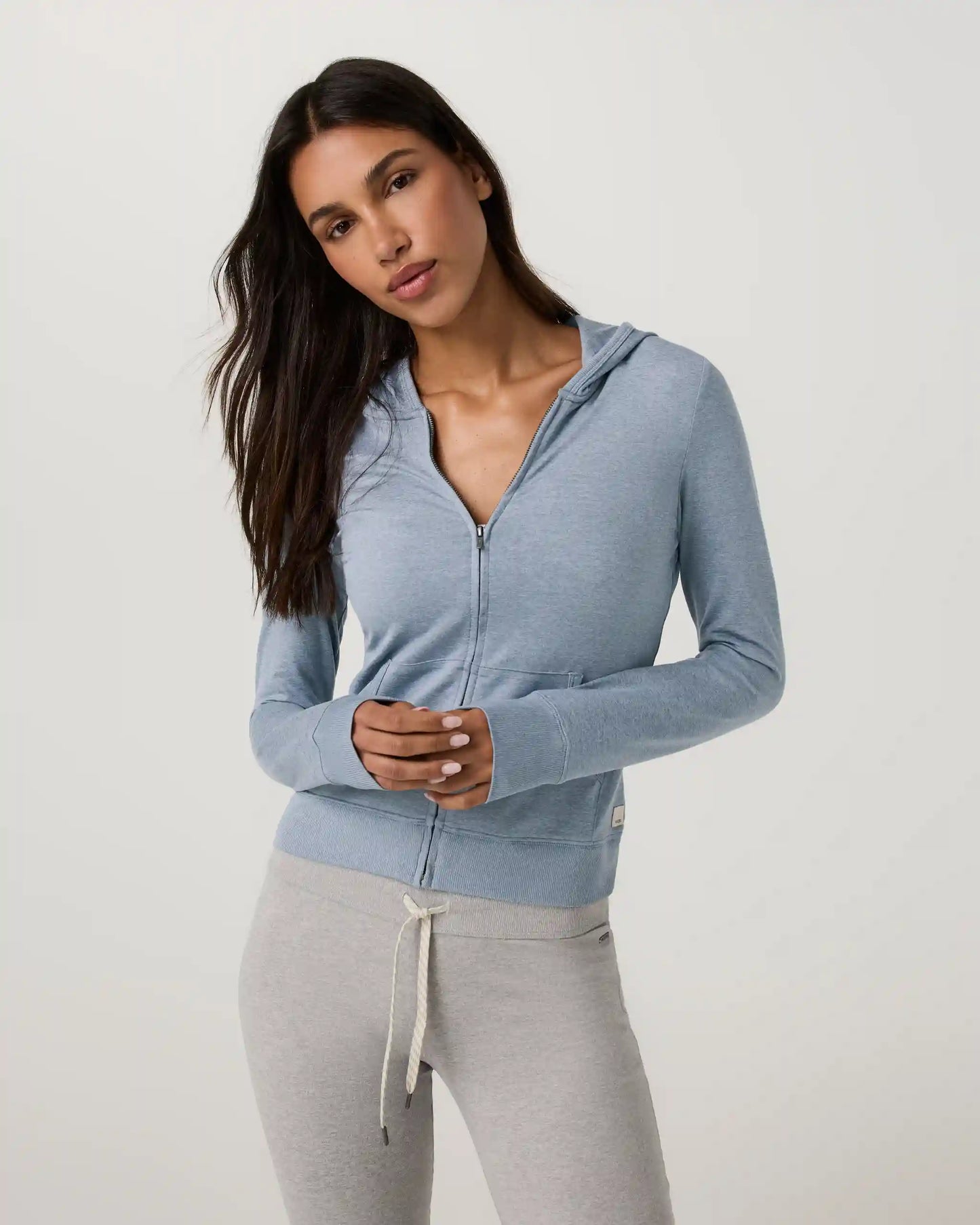 Halo Mini Full Zip Hoodie - Long | Coastal Fog Heather