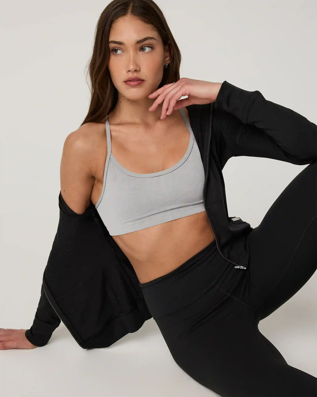Halo Mini Full Zip Hoodie - Long | Black Heather