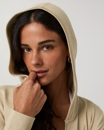 Halo Mini Full Zip Hoodie - Long | Khaki Heather