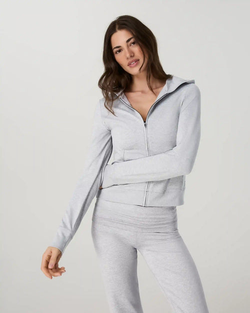 Halo Mini Full Zip Hoodie - Long | Pale Grey Heather