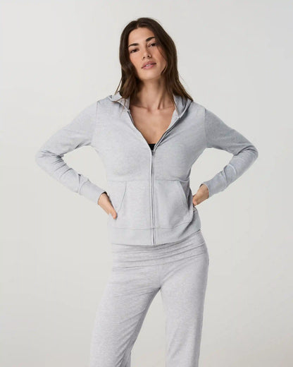 Halo Mini Full Zip Hoodie - Long | Pale Grey Heather