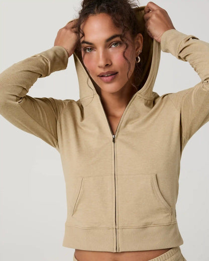 Halo Mini Full Zip Hoodie | Khaki Heather
