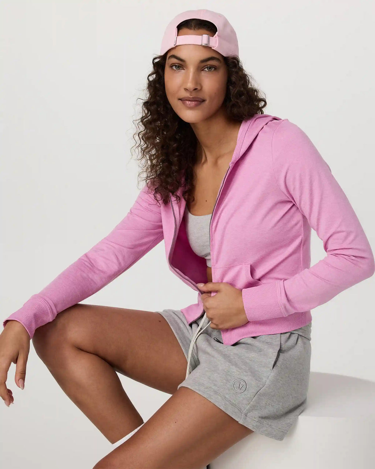 Halo Mini Full Zip Hoodie | Azalea Pink Heather