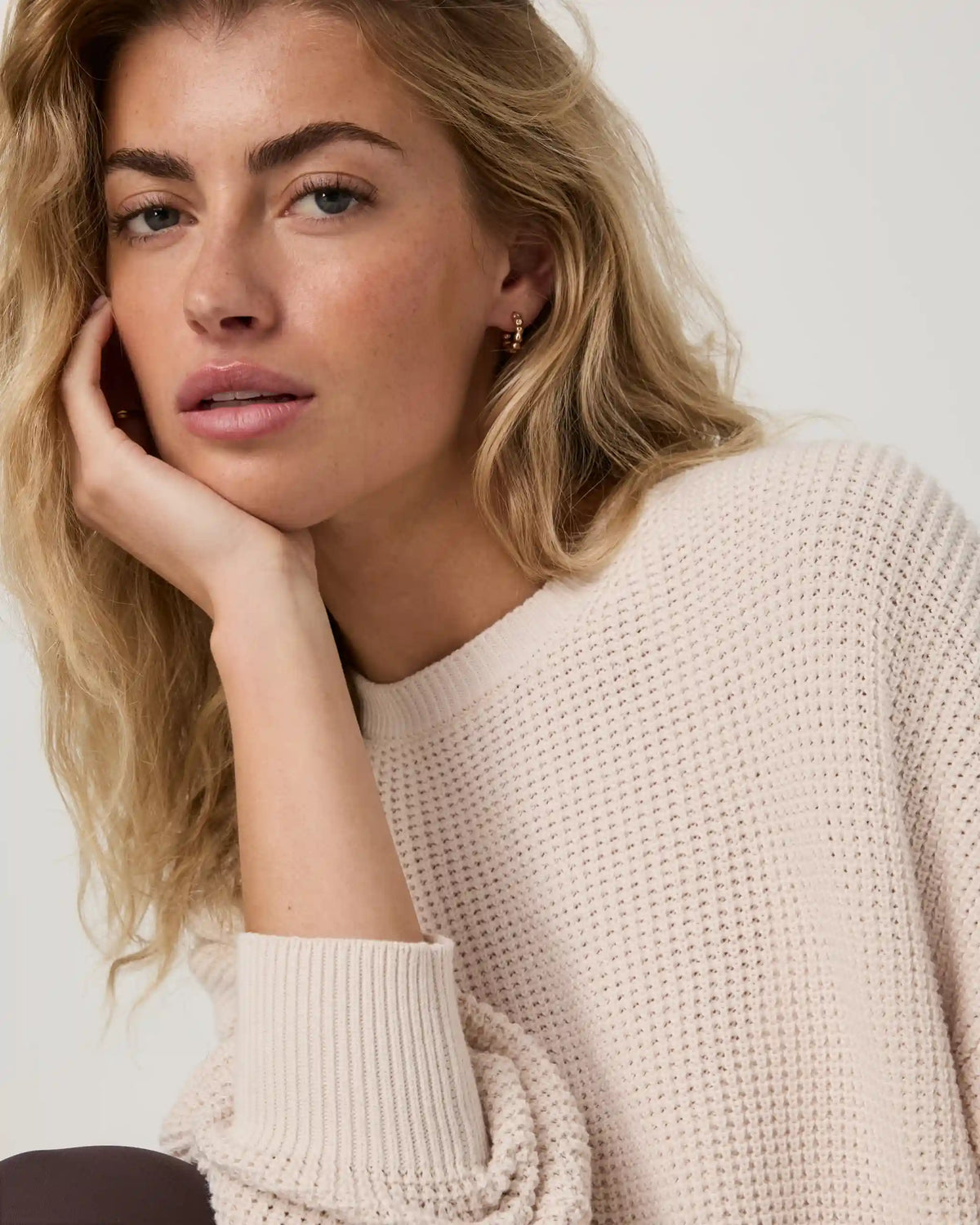 Cotton Waffle Sweater | Marshmallow