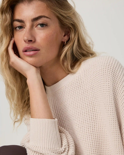 Cotton Waffle Sweater | Marshmallow