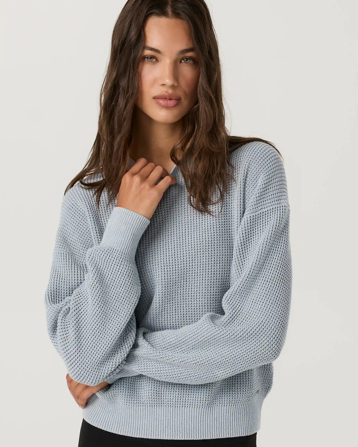Cotton Waffle Sweater | Raindrop