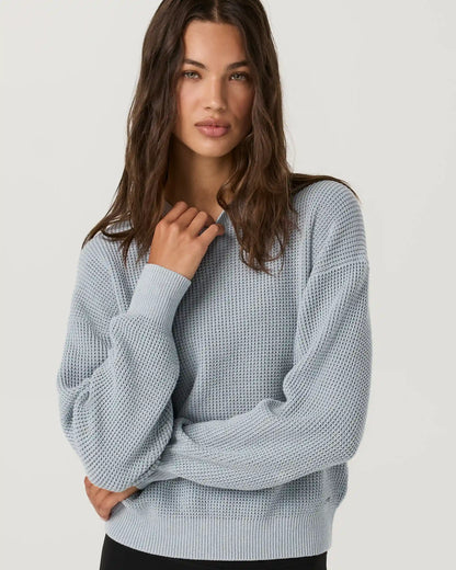 Cotton Waffle Sweater | Raindrop