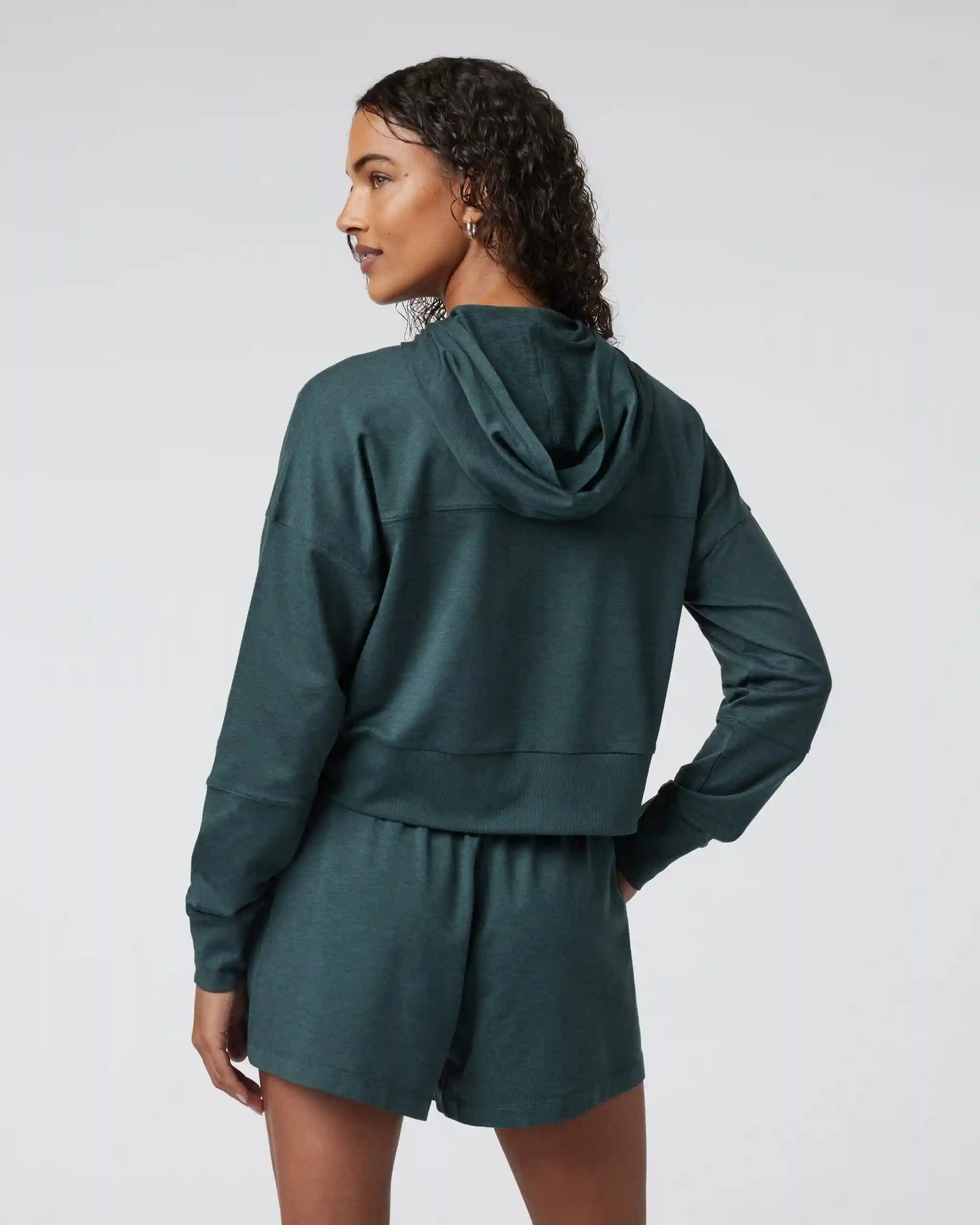 Halo Half Zip Cropped Hoodie | Grove Heather