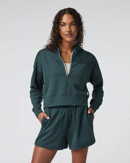 Halo Half Zip Cropped Hoodie | Grove Heather