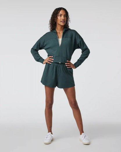 Halo Half Zip Cropped Hoodie | Grove Heather