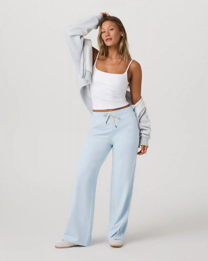 Halo Essential Wideleg Pant - Short | Soft Sky Heather