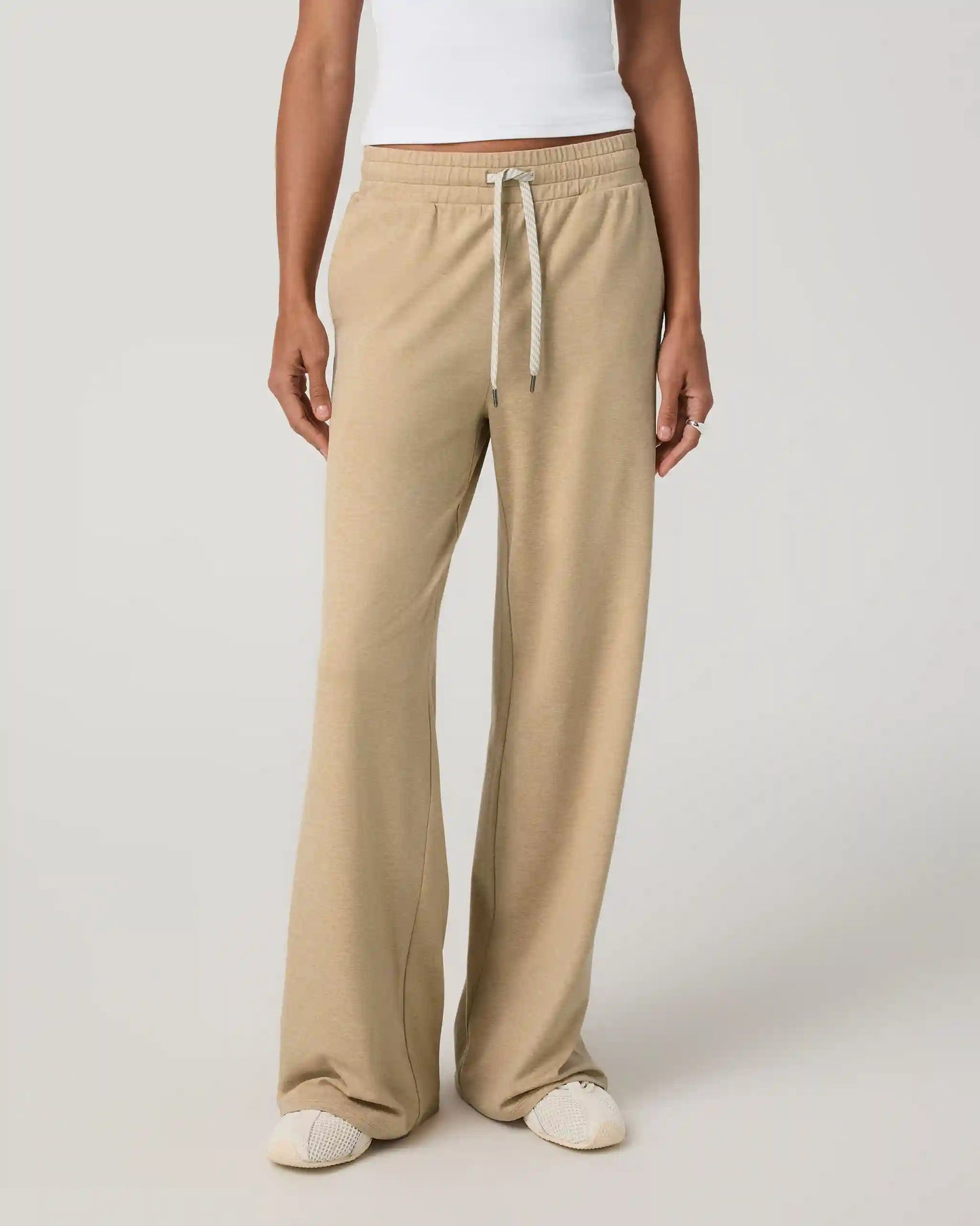 Halo Essential Wideleg Pant - Short | Khaki Heather