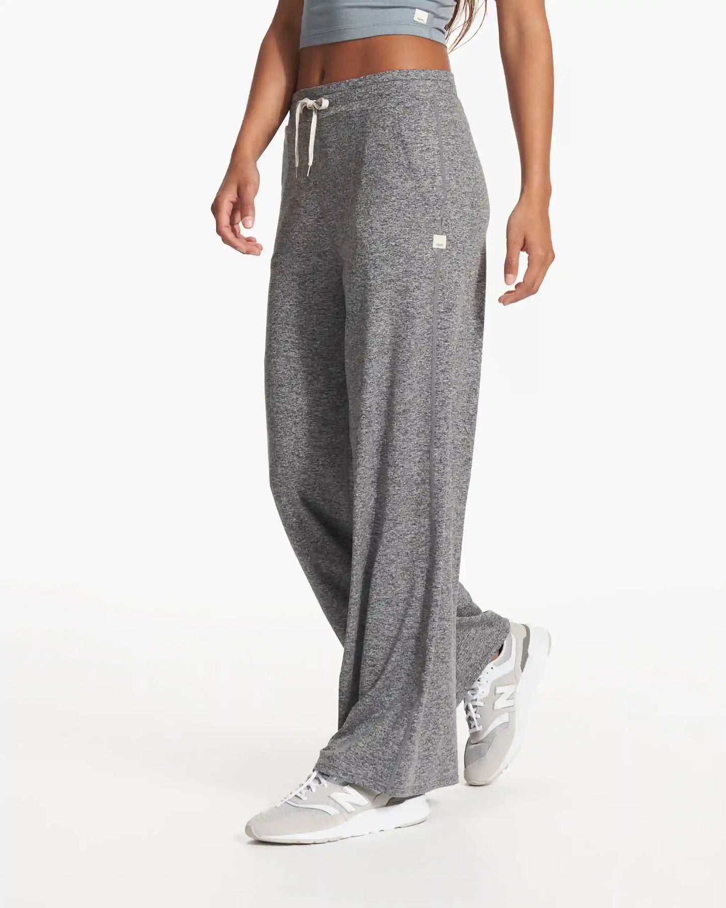 Halo Essential Wideleg Pant - Short | Heather Grey