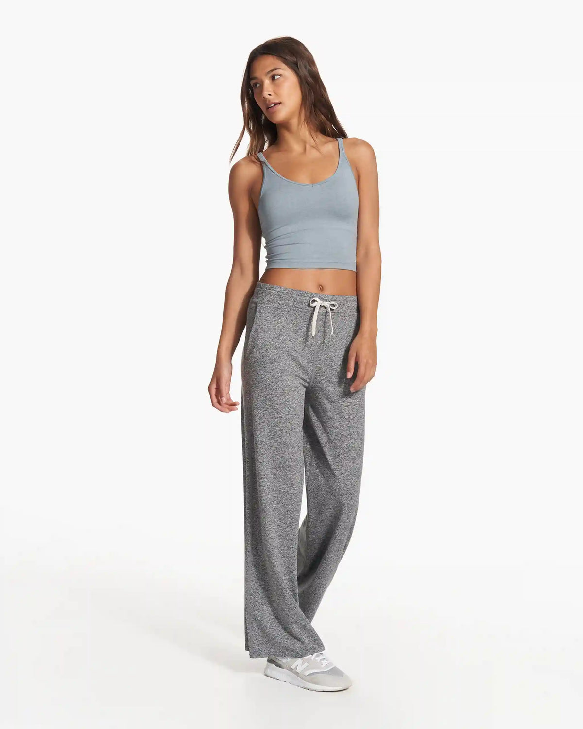 Halo Essential Wideleg Pant - Short | Heather Grey