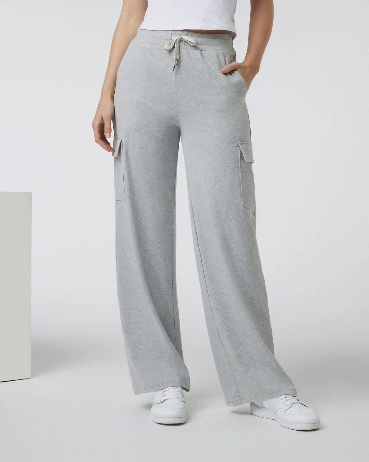 Halo Essential Cargo Wideleg | Pale Grey Heather
