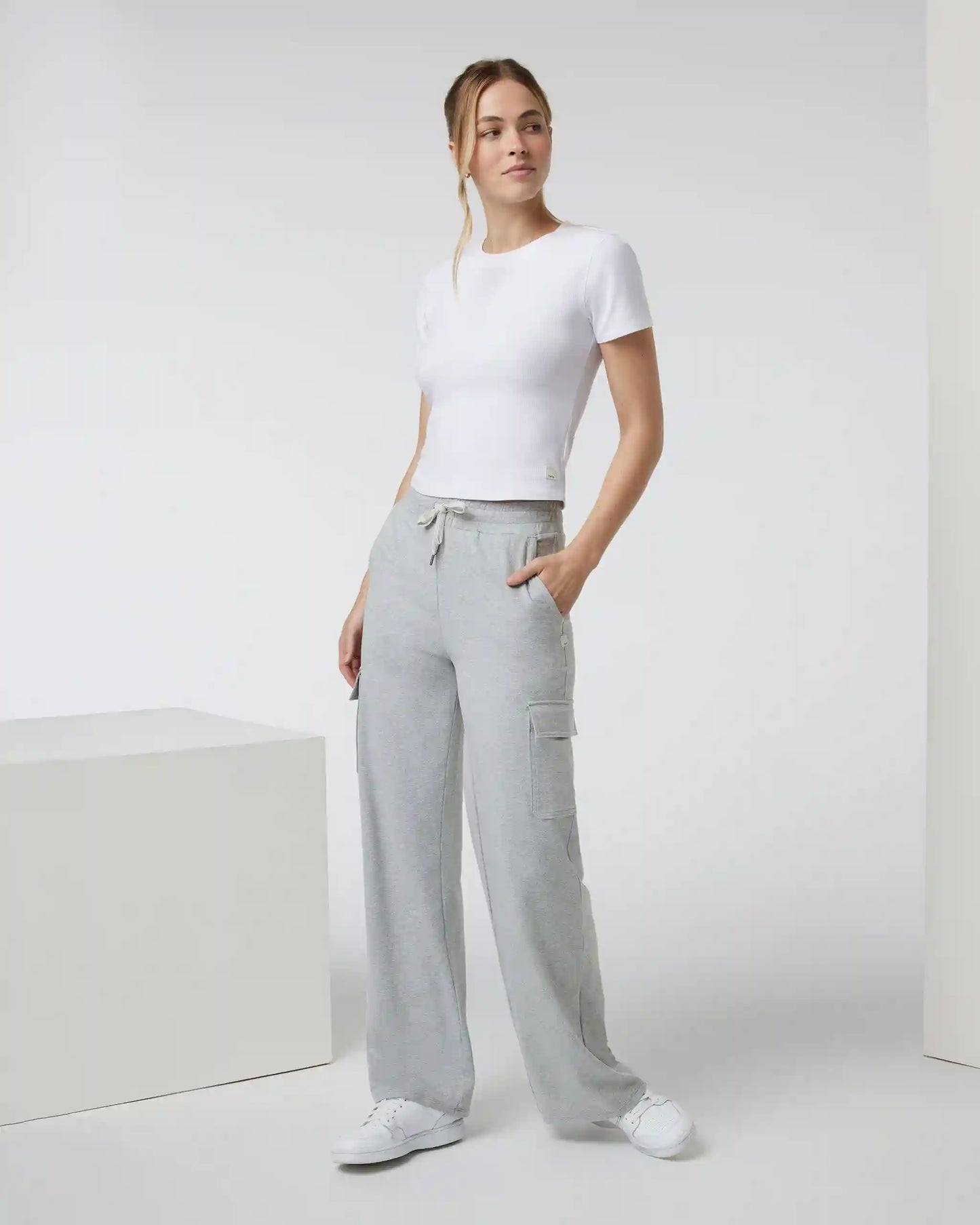 Halo Essential Cargo Wideleg | Pale Grey Heather