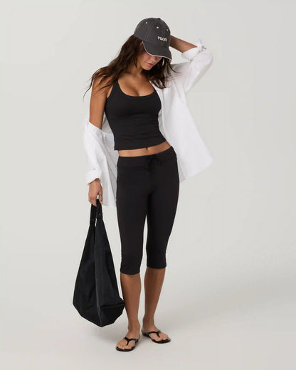 Halo Low Rise Crop Pant | Solid Black