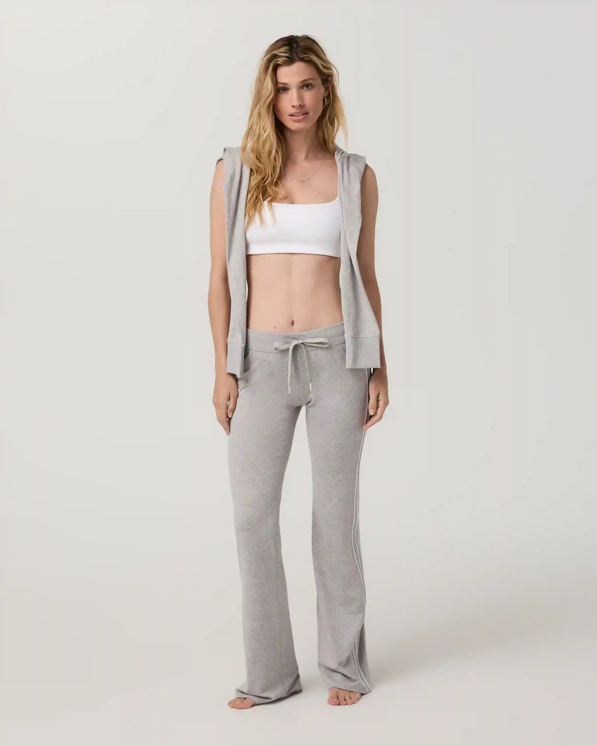 Halo Low Rise Slim Flare Retro Pant | Pale Grey Heather