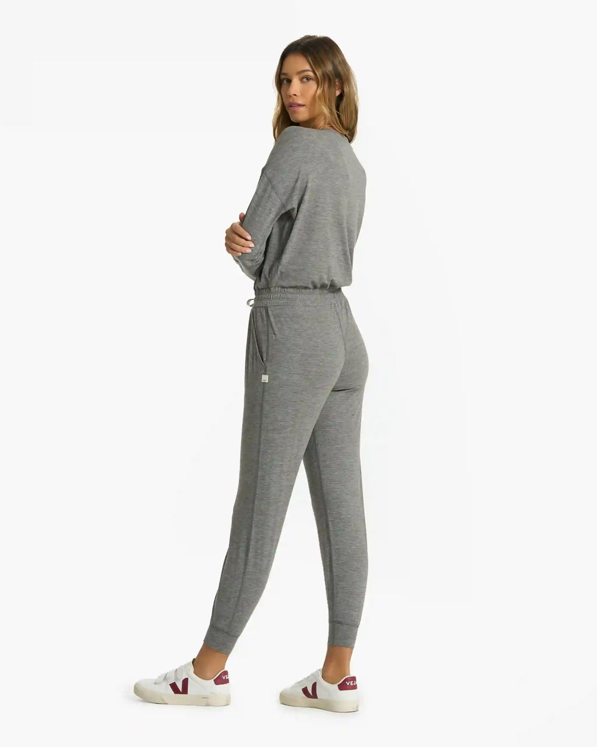 Lux Henley Jumpsuit | Heather Grey