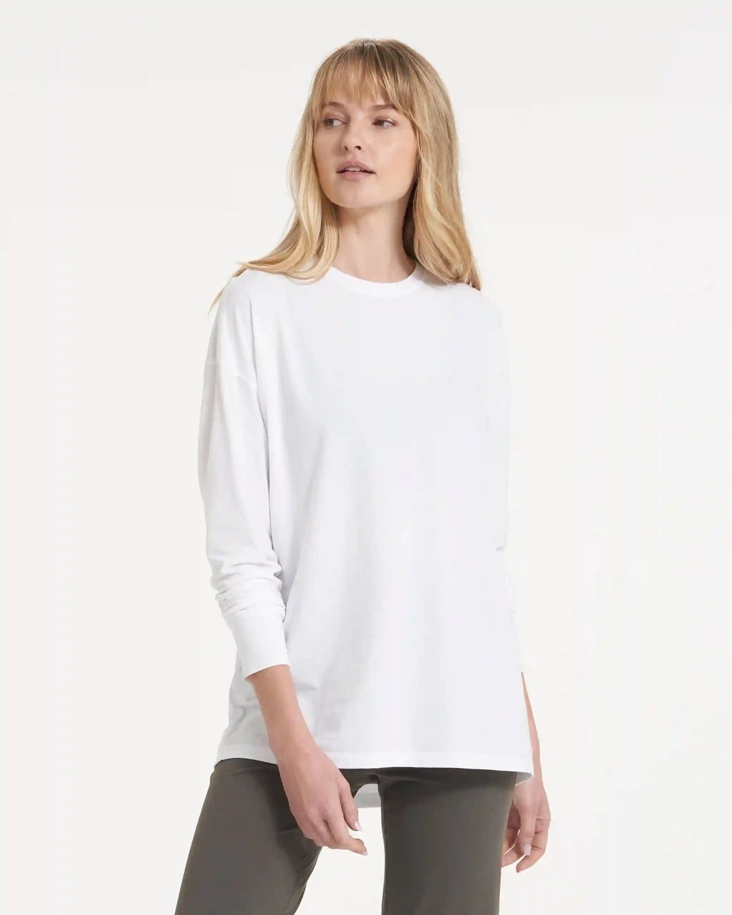 Long-Sleeve Feather Tee | White